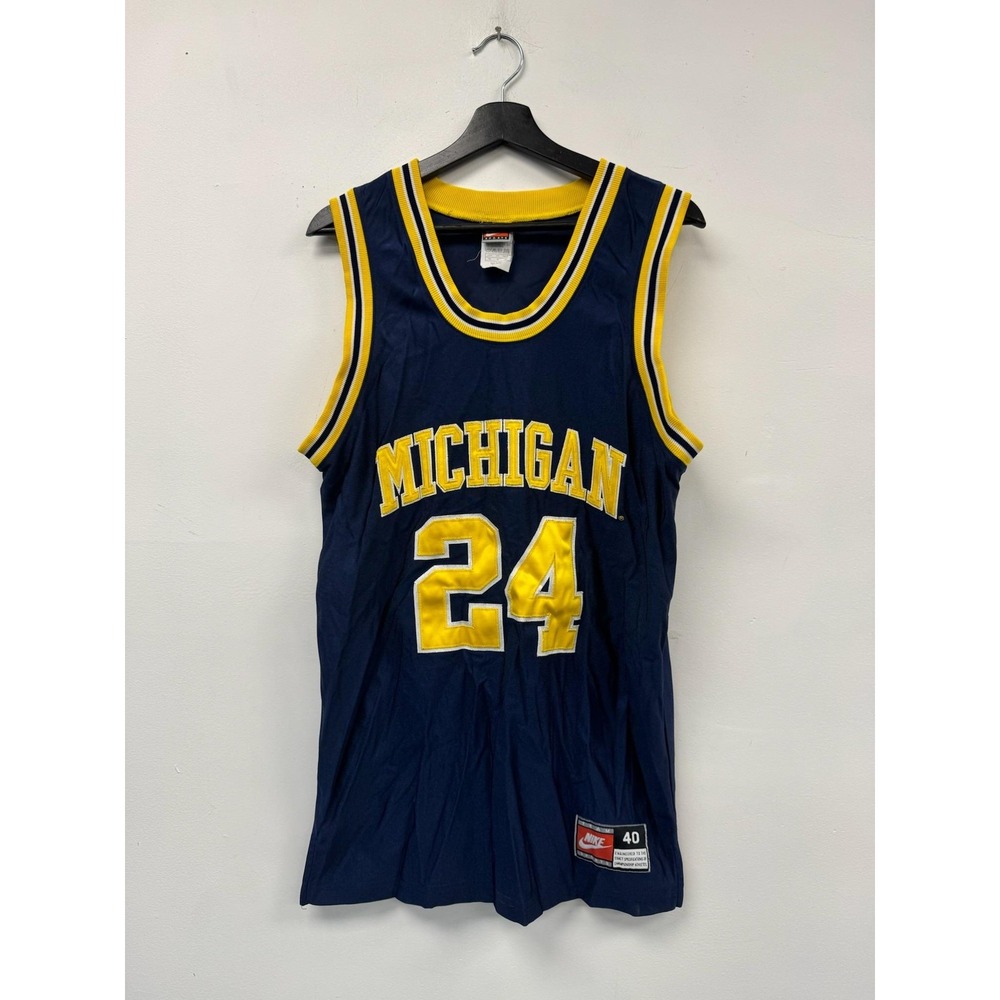 Vintage Michigan Wolverines Jersey Mens 40 Blue Yellow NCAA‎ Basketball Nike 90s